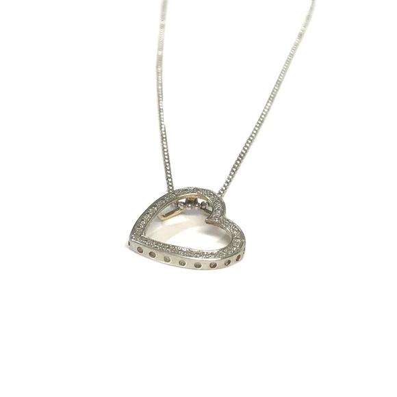 STERLING SILVER OPEN HEART PENDANT NECKLACE - Picture 8 of 10